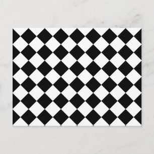 Black and White Chequered Pattern Postcard