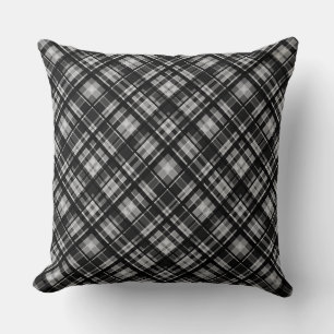 Black and white chequered pattern print cushion