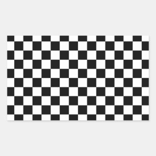 Black and white chequered pattern rectangular sticker