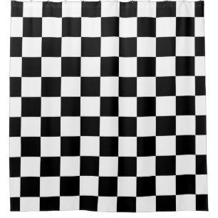Black and White Chequered Pattern Shower Curtain