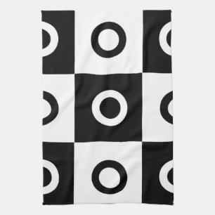 Black and white chequered pattern tea towel