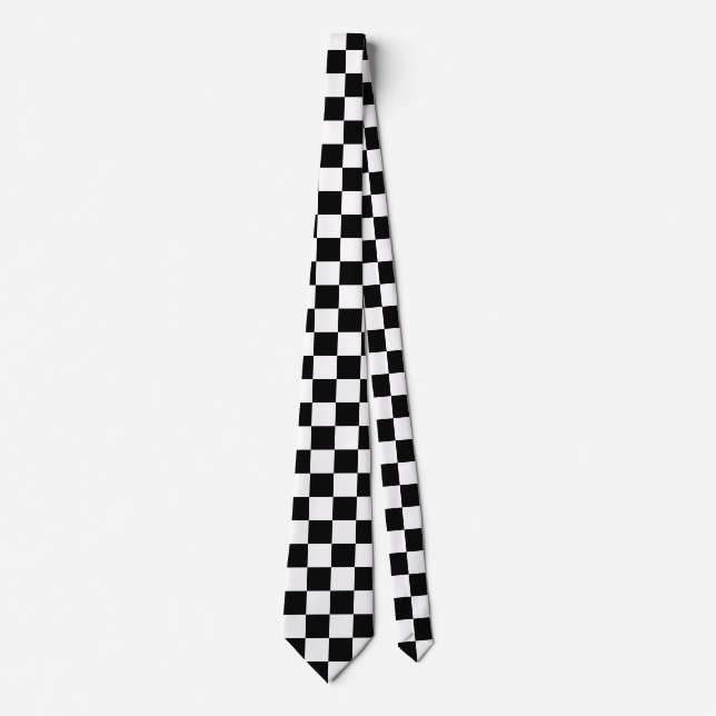 Black and White Chequered Pattern Tie (Front)