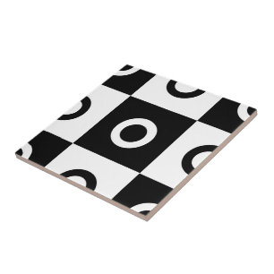 Black and white chequered pattern tile