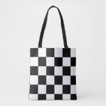 Black and White Chequered Pattern Tote Bag<br><div class="desc">Chequered Pattern consists of alternating black and white squares or rectangles arranged in a chequerboard pattern, the number, size, and length-width proportions of the rectangles vary from one flag to another. Checkers pattern is lovely and flattering to wear all year round. The optical-grid pattern has appeared in many season and...</div>