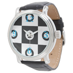 Black and white chequered pattern watch