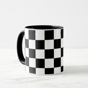 Black and White Chequered Print Mug