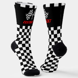 Black and White Chequered Racing Car Flags Socks