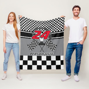 Black and White Chequered 🏎 Racing Design Fleece Blanket