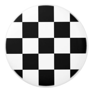 Black and White Chequered/Racing Flag Ceramic Knob