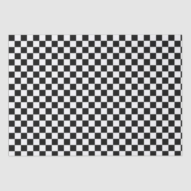 Black and White Chequered Racing Flag Pattern Tissue Paper (Front)