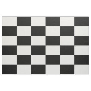 Black and White Chequered Rectangles Pattern Fabric