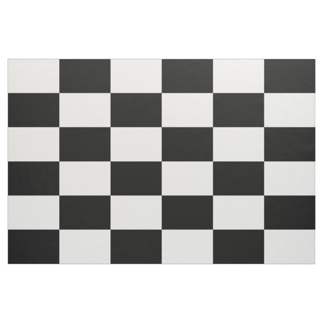 Black and White Chequered Rectangles Pattern Fabric (Yard)