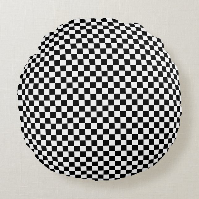 Black and white chequered  round cushion (Front)