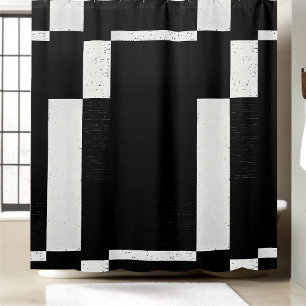 Black and White Chequered Shower Curtain Style 1