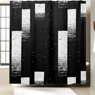 Black and White Chequered Shower Curtain Style 3