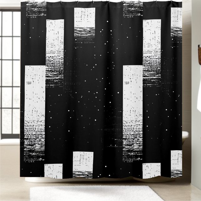 Black and White Chequered Shower Curtain Style 3 (Creator Uploaded)