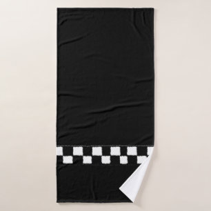 Black and White Chequered Splatter Effect Bath Towel