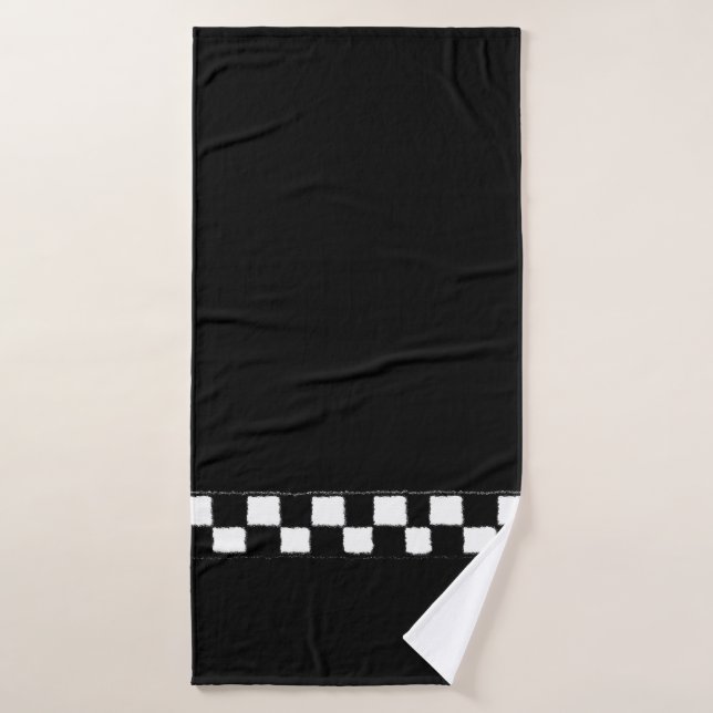 Black and White Chequered Splatter Effect Bath Towel (Bath Towel)