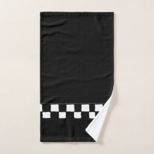 Black and White Chequered Splatter Effect Hand Towel