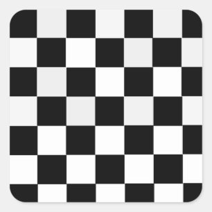 Black and White Chequered Square Sticker