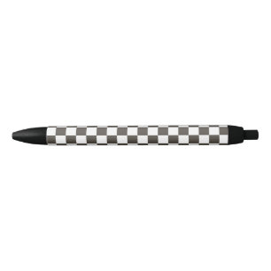 Black and White Chequered Squares Ink Pen