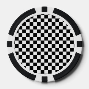 Black and White Chequered Squares Poker Chips