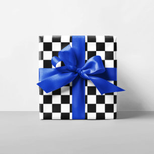 Black and White Chequered Squares Wrapping Paper