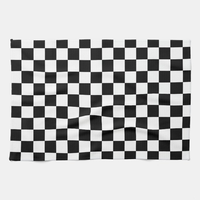 Black and White Chequered Tea Towel (Horizontal)