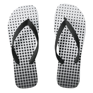 Black and White Chequered Thongs