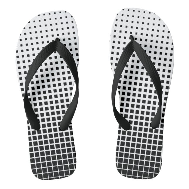 Black and White Chequered Thongs (Footbed)