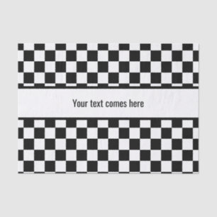 Black and white chequered tissue paper