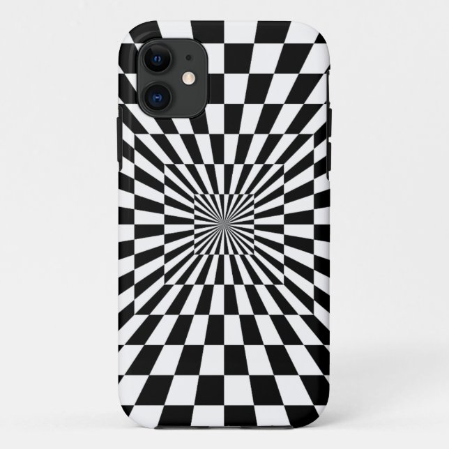 Black and White Chequered Vortex | Custom Case-Mate iPhone Case (Back)