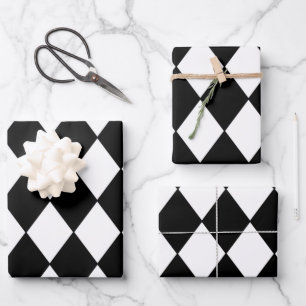 Black and White Chequered Wrapping Paper Sheets