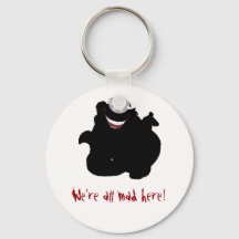 Black and White Cheshire Cat Mad Keychain