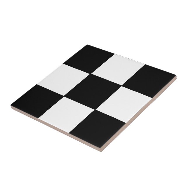 Black and white,chess,check,chequered  ceramic tile (Side)