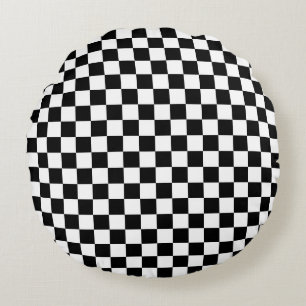 Black and White Chess Digital Print Round Cushion