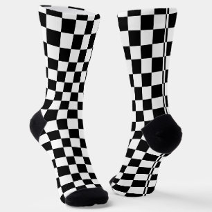 Black and White Chess Digital Print Socks