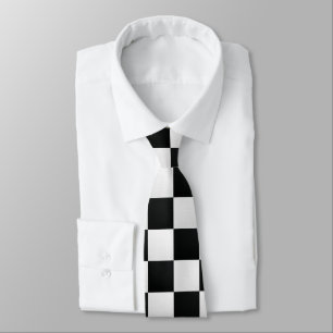 Black and White Chess Digital Print Tie
