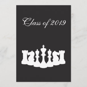 Black and White Chess Graduation Party Invitation