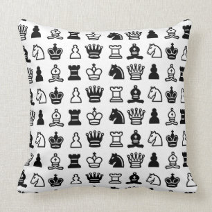 Black and White Chess Piece Pattern Cushion