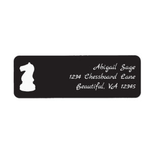 Black and White Chess Pieces Knight Classic Return Address Label