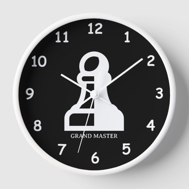Black and white chess wall clock design (Front)