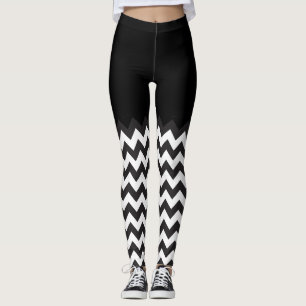 black and white Chevron Blocking pattern Leggings