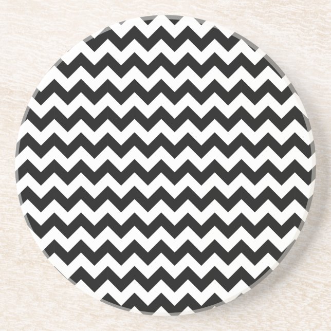 Black and White Chevron Coaster (Front)