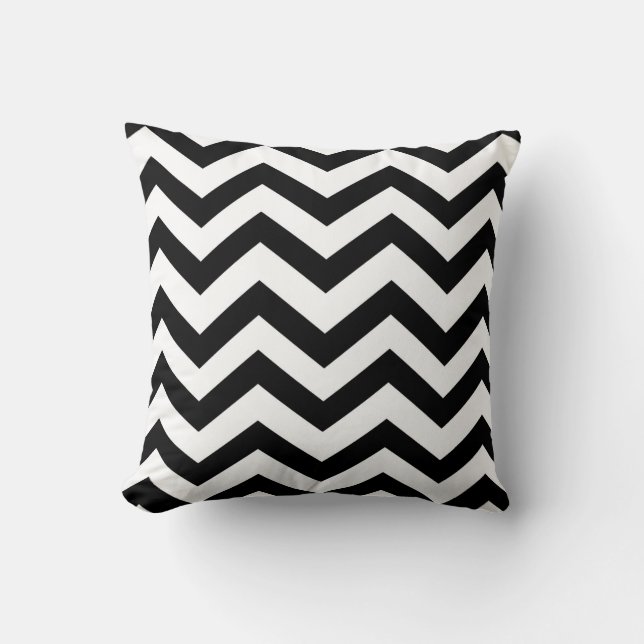 Black and White Chevron Cushion (Front)