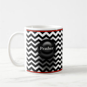 Black And White Chevron Custom Name Mug