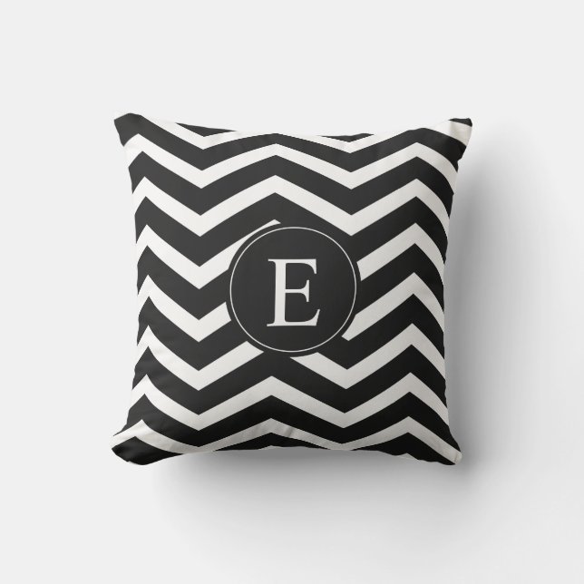 Black and White Chevron Custom Outdoor Cushion (Front)