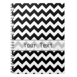 Black and White Chevron - Custom Text Notebook