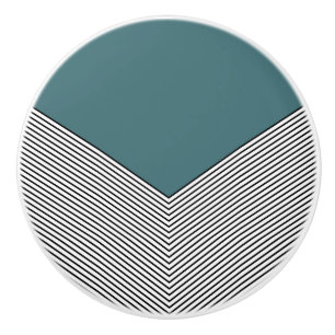 Black and white chevron design and blue triangle ceramic knob
