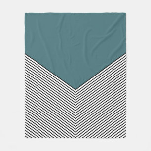 Black and white chevron design and blue triangle fleece blanket